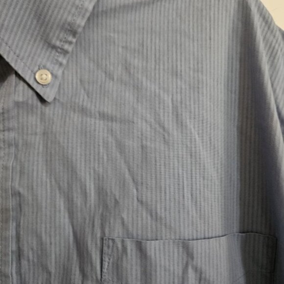 CROFT & BARROW Blue Short Sleeved Pinstripe Shirt Mens XXL 2XL 18 18.5 - Picture 4 of 5